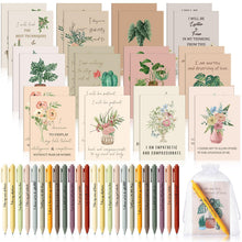 Mooliwe 24 Pcs Positive Affirmation Gift Set Gratitude Notebooks with Pens Small Bags Motivational Encouragement Notepads Daily Affirmations Journal for Women Stress Relief Self Care (Watercolor)