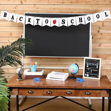 Mooliwe Classroom Decor DIY Banner, Welcome Back to School Party Supply Custom Hanging Bunting Garland Kit with Letters for First Day of School Ambience Celebration Decoration(White,Notebook)