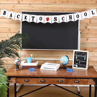 Mooliwe Classroom Decor DIY Banner, Welcome Back to School Party Supply Custom Hanging Bunting Garland Kit with Letters for First Day of School Ambience Celebration Decoration(White,Notebook)