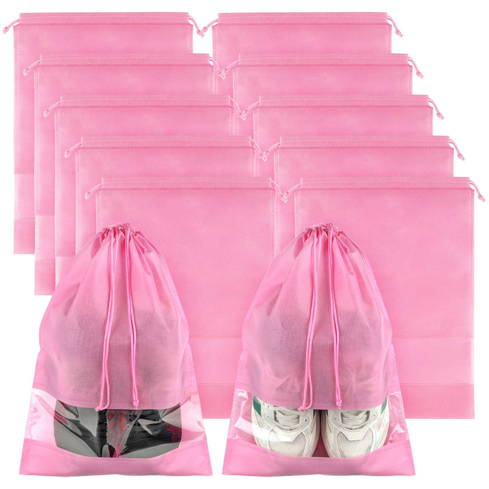 COIDEA, Waterproof Travel Drawstring Shoe Bags for Packing, Storage, Travel Essentials for Men and Women, 15.7 x 11.8 inches, Clear, 5 pieces