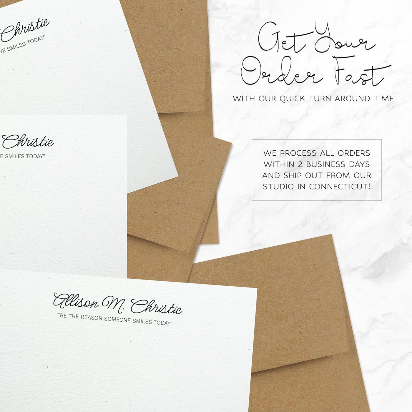 Personalized Note Cards – Custom Flat Stationery Set with Name – Personalized Thank You Cards – Elegant Personalized Stationery for Women (Allison Christie)