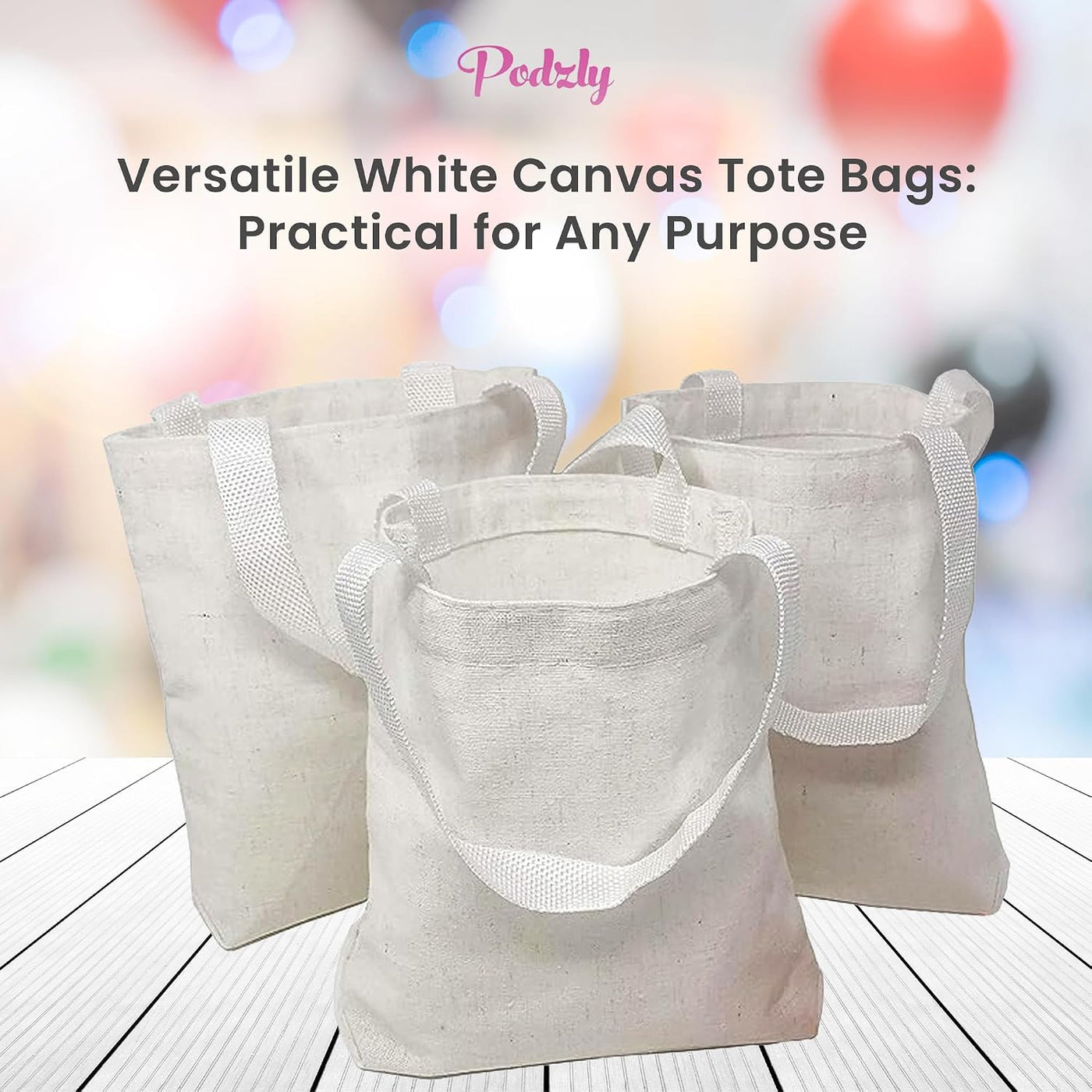 Podzly DIY Blank Canvas Tote Bags - Mini Tote Bags.