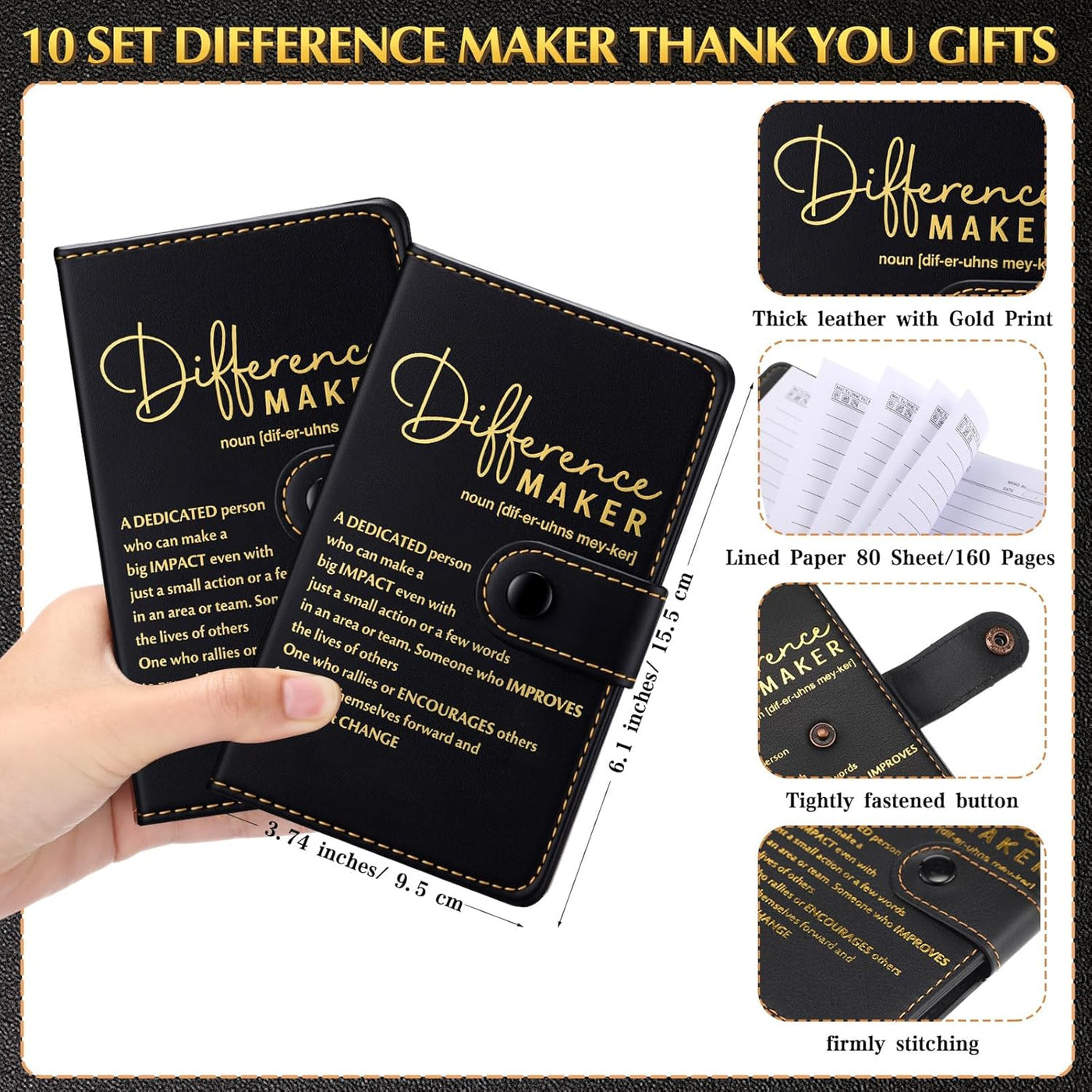 Marspark 10 Set Differen Marker Employee Appreciation Gift Inspirational A5 Leather Notepad with Motivational Pen Thank You Gift for Men Women Cna Nurse Volunteer Staff Team Office Teacher Fathers Day