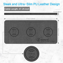 ZealSound Wireless Charging Pad, 3 in 1 Charger Mat for iPhone, Samsung Galaxy, Pixel, AirPods & Galaxy Buds, 24W Adapter Included, Ultra Slim, Case Friendly, PU Leather, Home Office & Travel, Gray