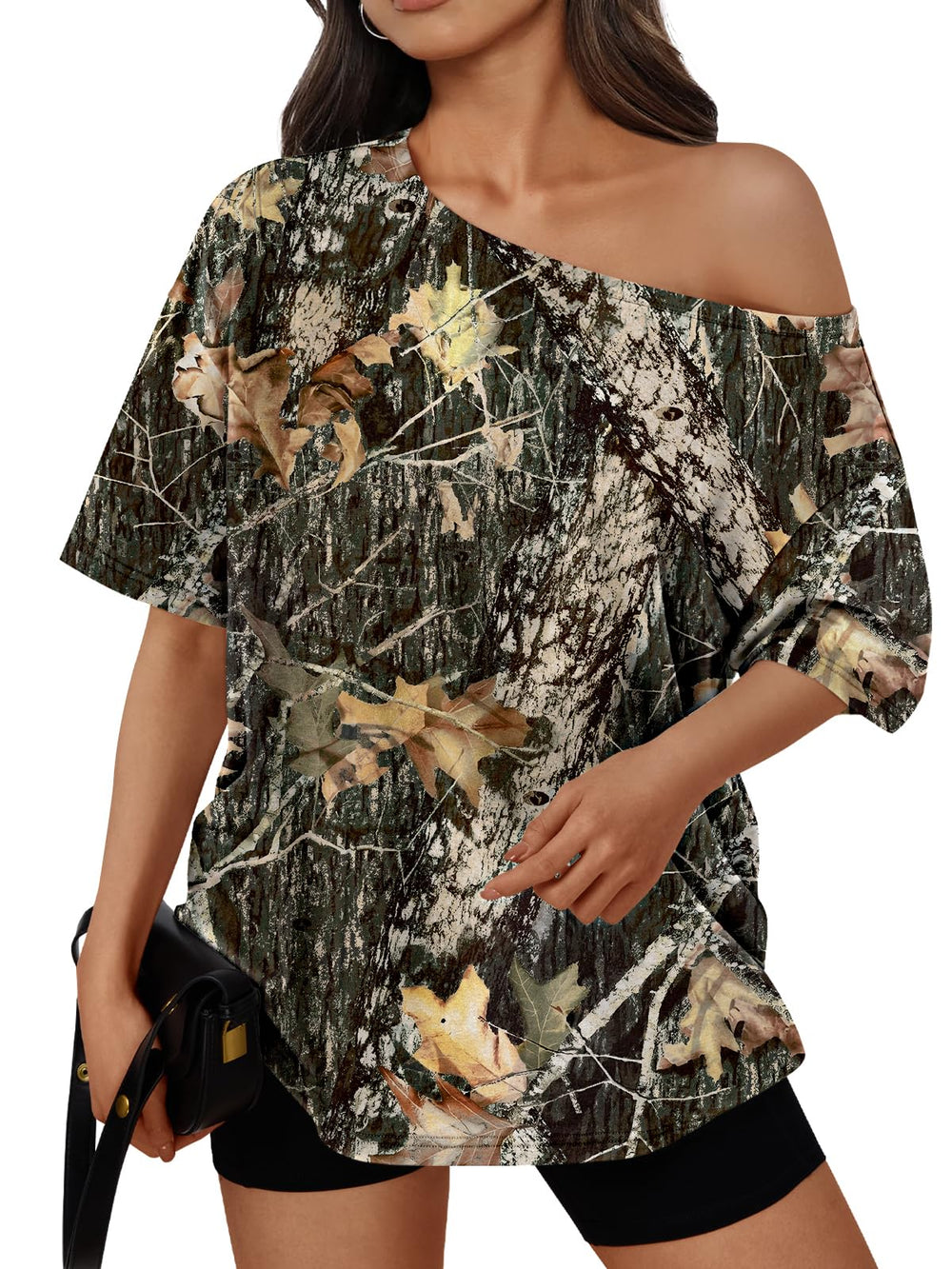 Trendy Queen Womens Off the Shoulder Tops Oversized Summer Spring T-Shirts 2026