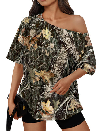 Trendy Queen Womens Off the Shoulder Tops Oversized Summer Spring T-Shirts 2026