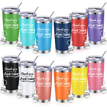 Sieral 8 Pieces Thank You for Being Awesome Tumbler, Thank You Supplies for Women Men 20oz Insulated Stainless Steel Travel Tumbler with Lid and Straw Appreciation Gift with Keychain (Classic Color)