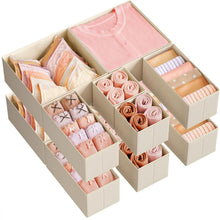 SONGMICS Drawer Organizers, Dresser Divider Organizers, Set of 12, Foldable Fabric Storage Boxes for Socks, Underwear, Bras, Ties, Scarves, Summer Sand URDZ006Y02