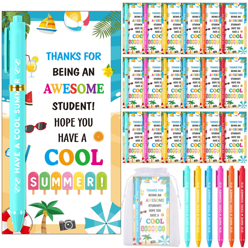 Marspark 30 Set Welcome Back to School Gifts Bulk Ballpoint Pens and Greeting Cards Set with Bags Twist Ties Composition First Day of School Gifts for Teacher Student Classroom Party Favors Supplies