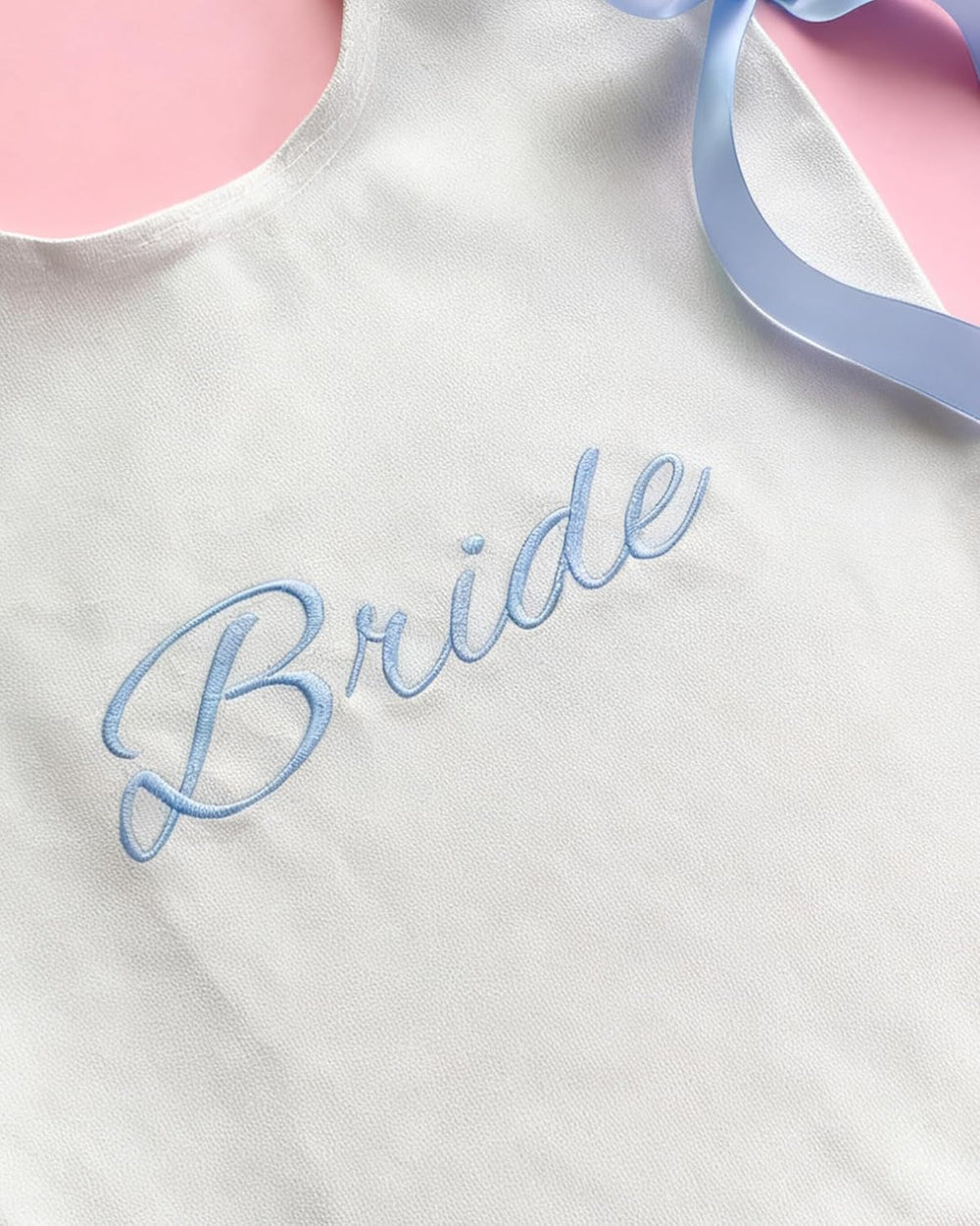 White Canvas Bride Tote Bag with Blue Satin Bows - Large Bridal Shower Gift Bag, Bachelorette Party Favor, Wedding Day Tote for Bride to Be & Bridesmaids