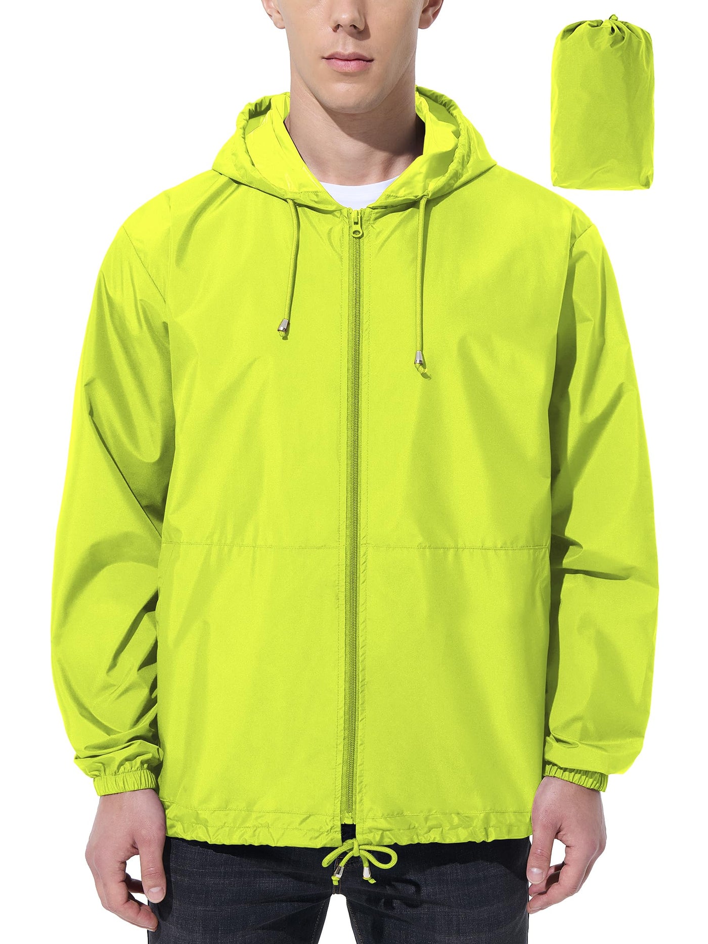 UIQUR Mens Rain Jacket Raincoat Windbreaker Running Waterproof Lightweight Packable with Hood Travel Hiking Cycling