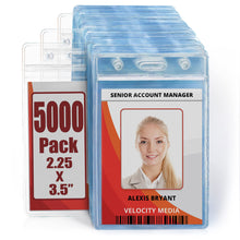 Mifflin-USA Plastic Waterproof ID Badge Holders (Clear, 2.25x3.5 Inch, 100 Pack), Vertical Hanging Name Card Holder with Zipper, Resealable Bulk Nametag Holders