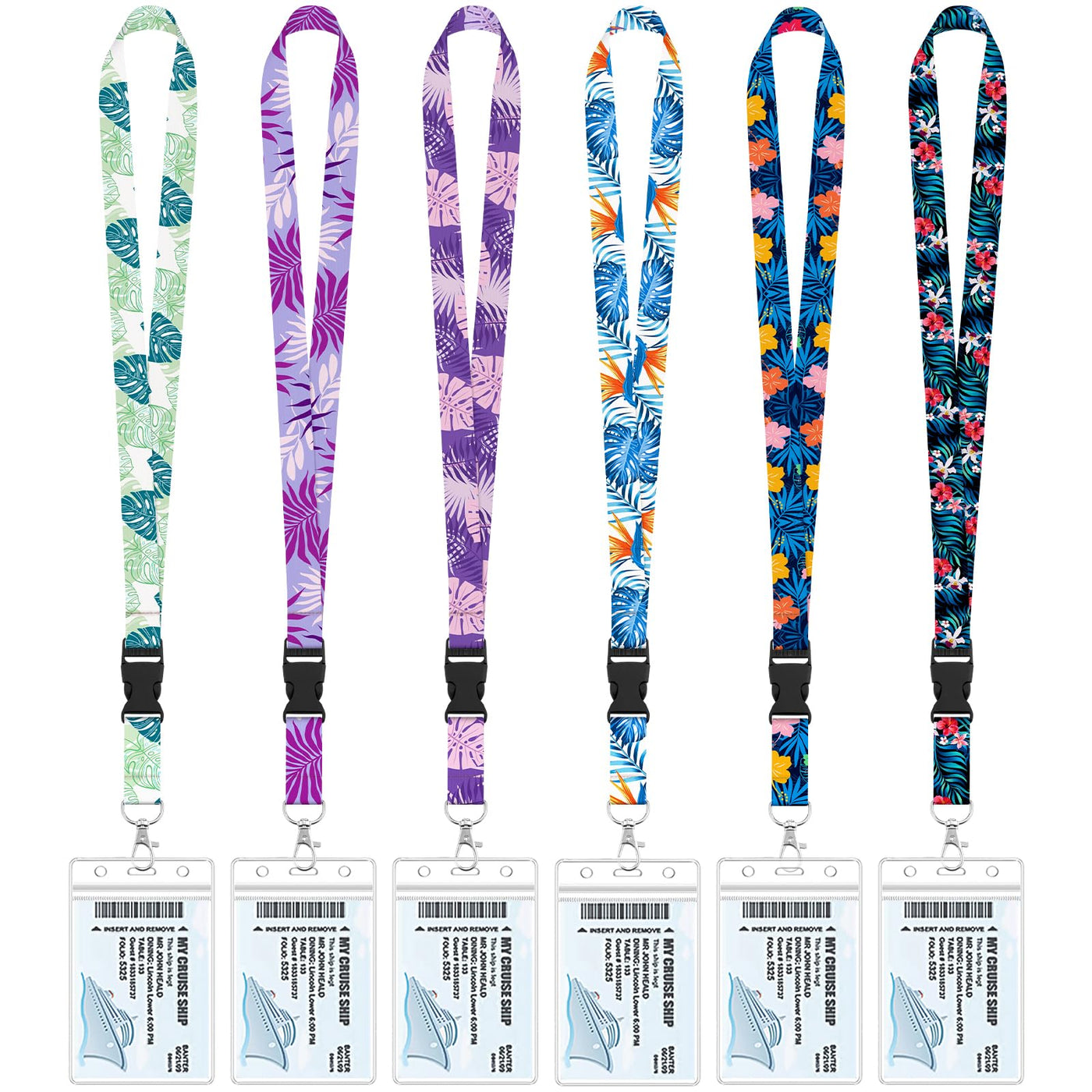 6 Pack Lanyards for Cruise Ship Cards with Waterproof ID Card Badge Holders for Royal Caribbean Cruise Essentials 2026（Ocean）