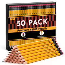 Taja 50 Pack Wood-Cased #2 HB Pencils, Bulk Pre-Sharpened Pencils with Top Erasers, Perfect for School & Classroom Writing and Drawing - Macaron