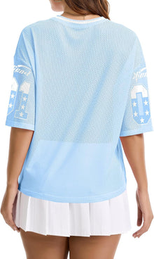 Jersey Shirts for Women Y2K Graphic Tees Oversized Streetwear Rave Concert Outfits