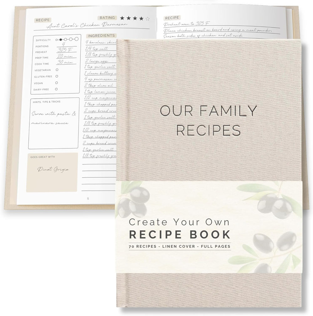 Blank Recipe Book To Write In Your Own Recipes - Family Cook Book Journal Notebook With Recipe Templates To Create A Personalized Cookbook - Table of Contents, Conversions & Thick Empty Pages - Beige