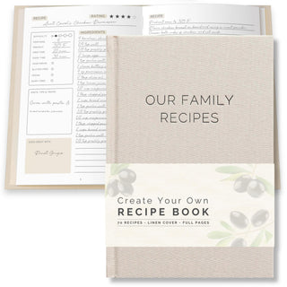Blank Recipe Book To Write In Your Own Recipes - Family Cook Book Journal Notebook With Recipe Templates To Create A Personalized Cookbook - Table of Contents, Conversions & Thick Empty Pages - Beige