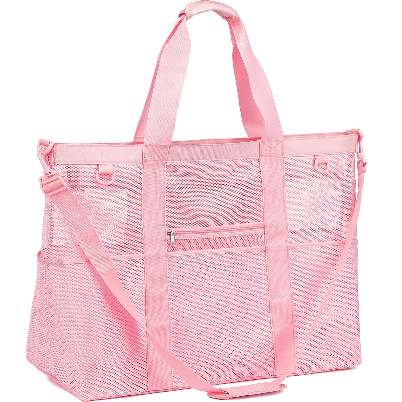 Fammart Mesh Beach Bag for Women, Large Beach Toy Pool Bag with Zipper Pocket, SandProof Cruise Essentials 2026 Family Travel