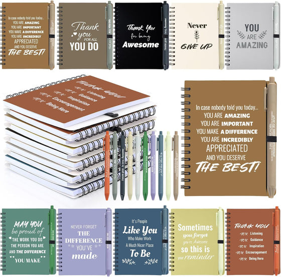 10 Sets/20 Pcs Employee Appreciation Gifts Bulk – Inspirational Notebooks with Motivational Pens, Small Notepads for Coworkers, Office Staff, Team, Volunteer, Nurse, Teachers, Housekeeping (Boho)