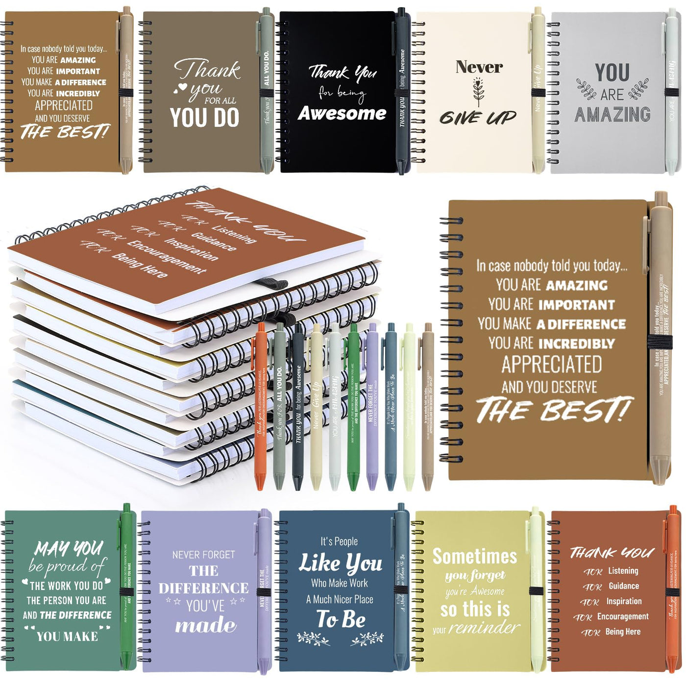 10 Sets/20 Pcs Employee Appreciation Gifts Bulk – Inspirational Notebooks with Motivational Pens, Small Notepads for Coworkers, Office Staff, Team, Volunteer, Nurse, Teachers, Housekeeping (Blue)