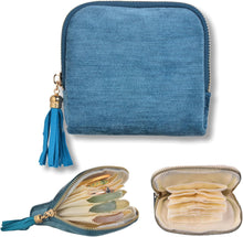 Small Travel Jewelry Case, Soft Velvet Organizer Pouch for Bangles, Bracelets, large Earrings, Beaded necklaces, Anti-Scratch & Portable Jewelry Bag Holder for Daily Use & Gift (Ocean Blue)
