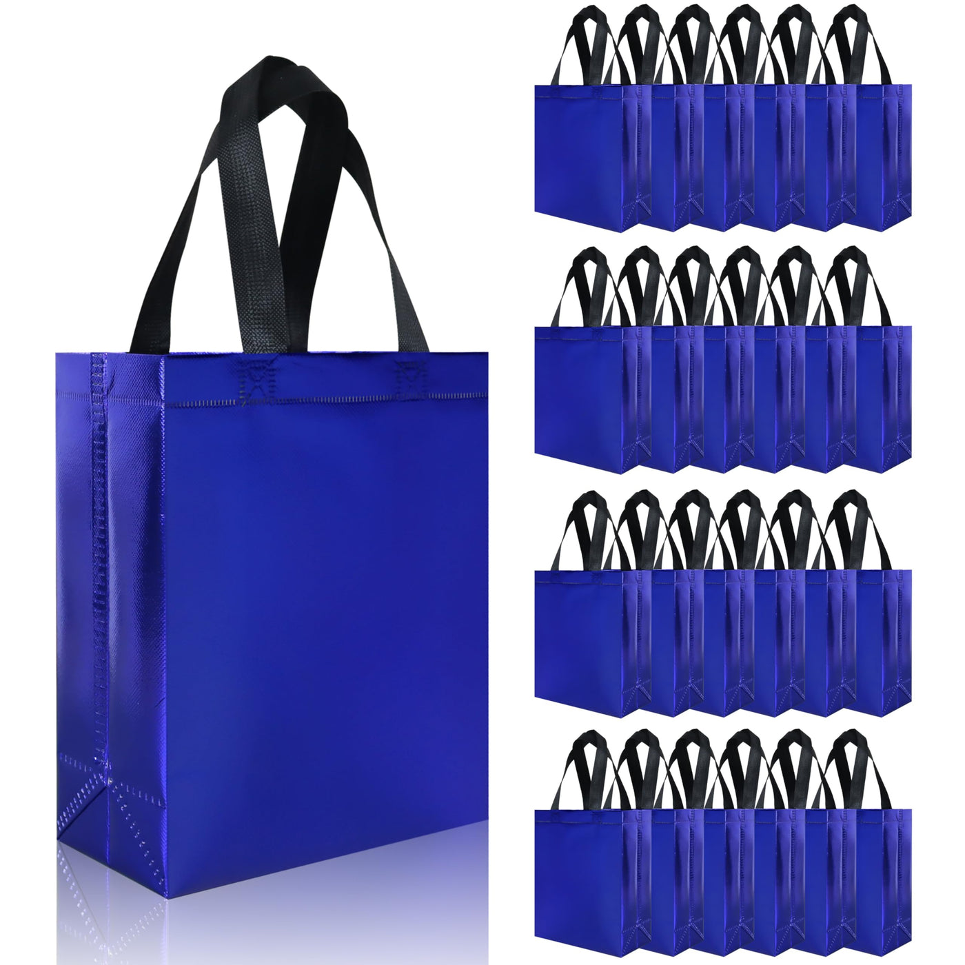 cabzymx 18 Pcs Glossy Iridescent Small Gift Bags Bulk, 8x3.9x9.8 In Non-woven Party Bags for Present with Sturdy Bases for Birthday, Wedding, Easter, Party, Holiday
