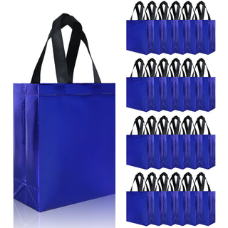 cabzymx 18 Pcs Glossy Iridescent Small Gift Bags Bulk, 8x3.9x9.8 In Non-woven Party Bags for Present with Sturdy Bases for Birthday, Wedding, Easter, Party, Holiday
