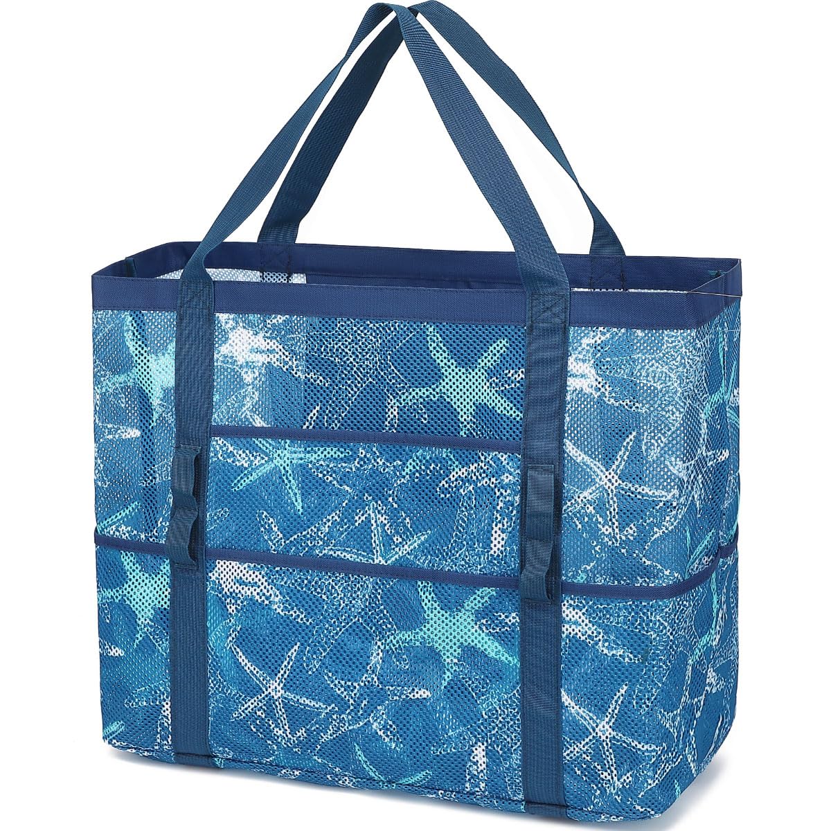 Fammart Mesh Beach Bag for Women, Large Beach Toy Pool Bag with Zipper Pocket, SandProof Cruise Essentials 2026 Family Travel