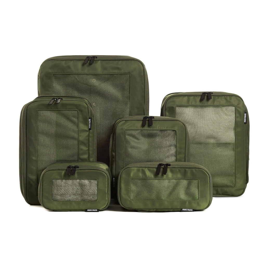 Aerotrunk Compression Packing Cubes for Travel - Luggage Organizer Bags - Double Zipper Packing Cubes for Suitcases (6-Pack, Beige)