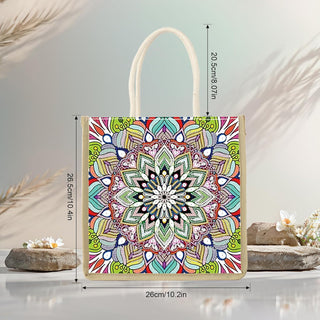 JZHYOAN Mandala Diamond Painting Canvas Tote Bags for Adults DIY Flower Diamond Art Tote Bags Kits Reusable Grocery Shopping Hand Storage Bag with Handles Portable Storage Bag for Family Woman Man