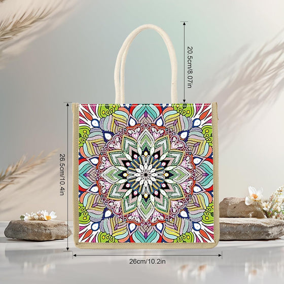 JZHYOAN Mandala Diamond Painting Canvas Tote Bags for Adults DIY Flower Diamond Art Tote Bags Kits Reusable Grocery Shopping Hand Storage Bag with Handles Portable Storage Bag for Family Woman Man - hover image