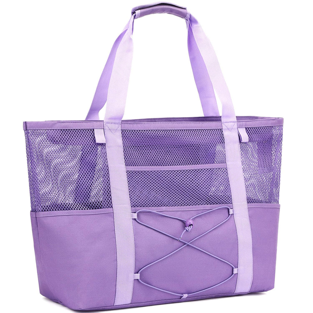 Fammart Mesh Beach Bag for Women, Large Beach Toy Pool Bag with Zipper Pocket, SandProof Cruise Essentials 2026 Family Travel