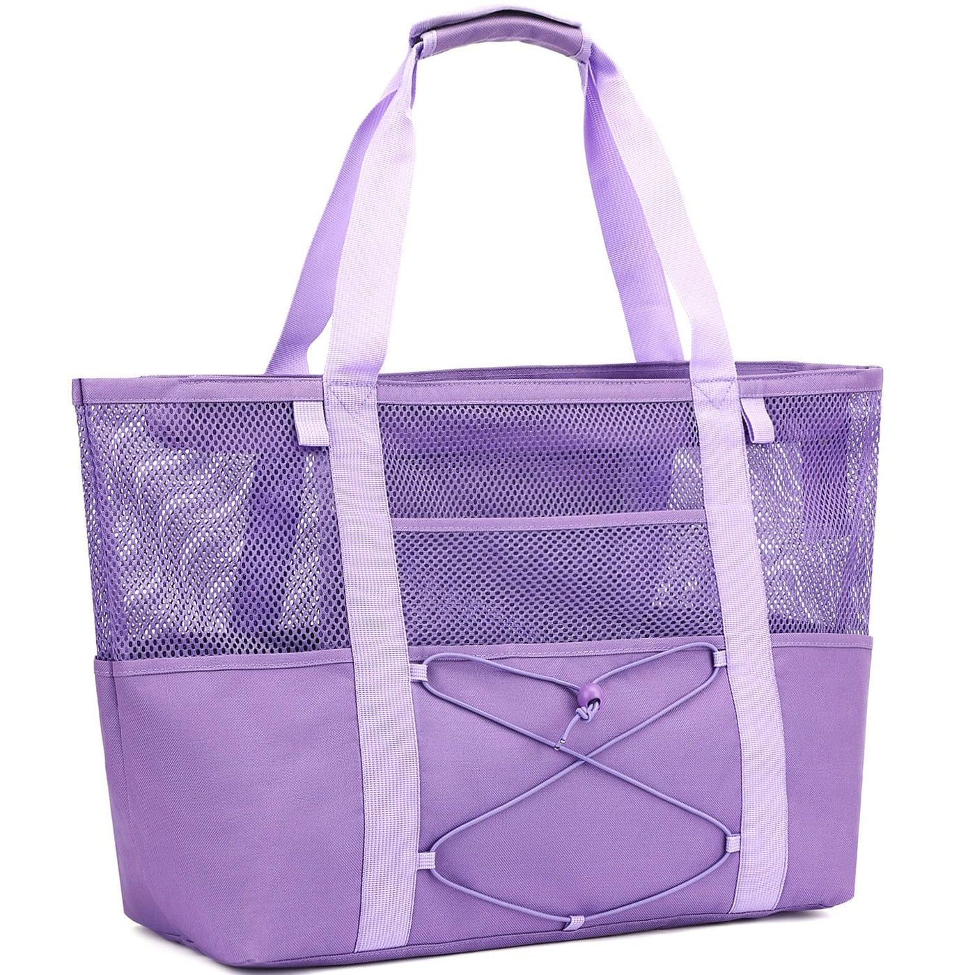 Fammart Mesh Beach Bag for Women, Large Beach Toy Pool Bag with Zipper Pocket, SandProof Cruise Essentials 2026 Family Travel