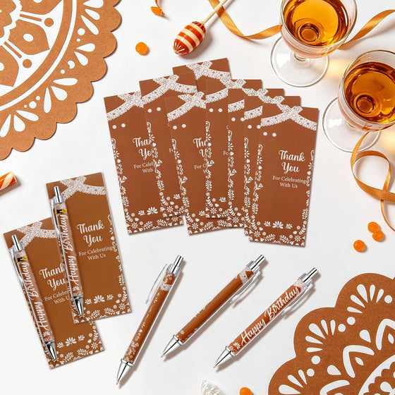 Serencatcher 30 Sets Mexican Talavera Terracotta Birthday Party Favor Pens, Guest Gift Ballpoint Pens with Thank You Cards, OPP Bags and Twist Ties, Fiesta Theme Birthday Party Supplies - hover image
