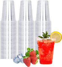 TashiBox 100 Count - 16 Ounce Plastic Cups, Ice Coffee Cups To Go - Crystal Clear PET Party Cups