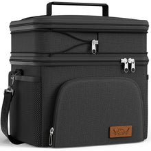 HOTOR Insulated Lunch Box for Men & Women - Leak-Proof Cooler Lunch Bag with 4 Pockets, Adjustable Strap, Ideal for Work, Picnic, Travel - Medium, Black, 10.2"×6.9"×8.5"
