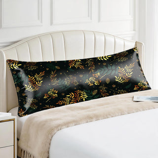 EXQ Home Silky Satin Pillowcase for Hair and Skin,Printed Pillow Cases Standard Size Set of 2 Satin Pillow Case 2 Pack with Envelope Closure(Ink Leaf, 20x26)
