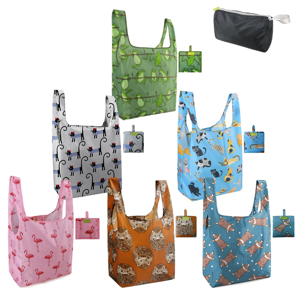 BeeGreen Sea Turtle Lovers Gifts for Women Ocean Animals Reusable Grocery Bags Shopping Bags Bulk 6 Pack 50LBS X-Large Shells Seal Mermaid Scale Whale