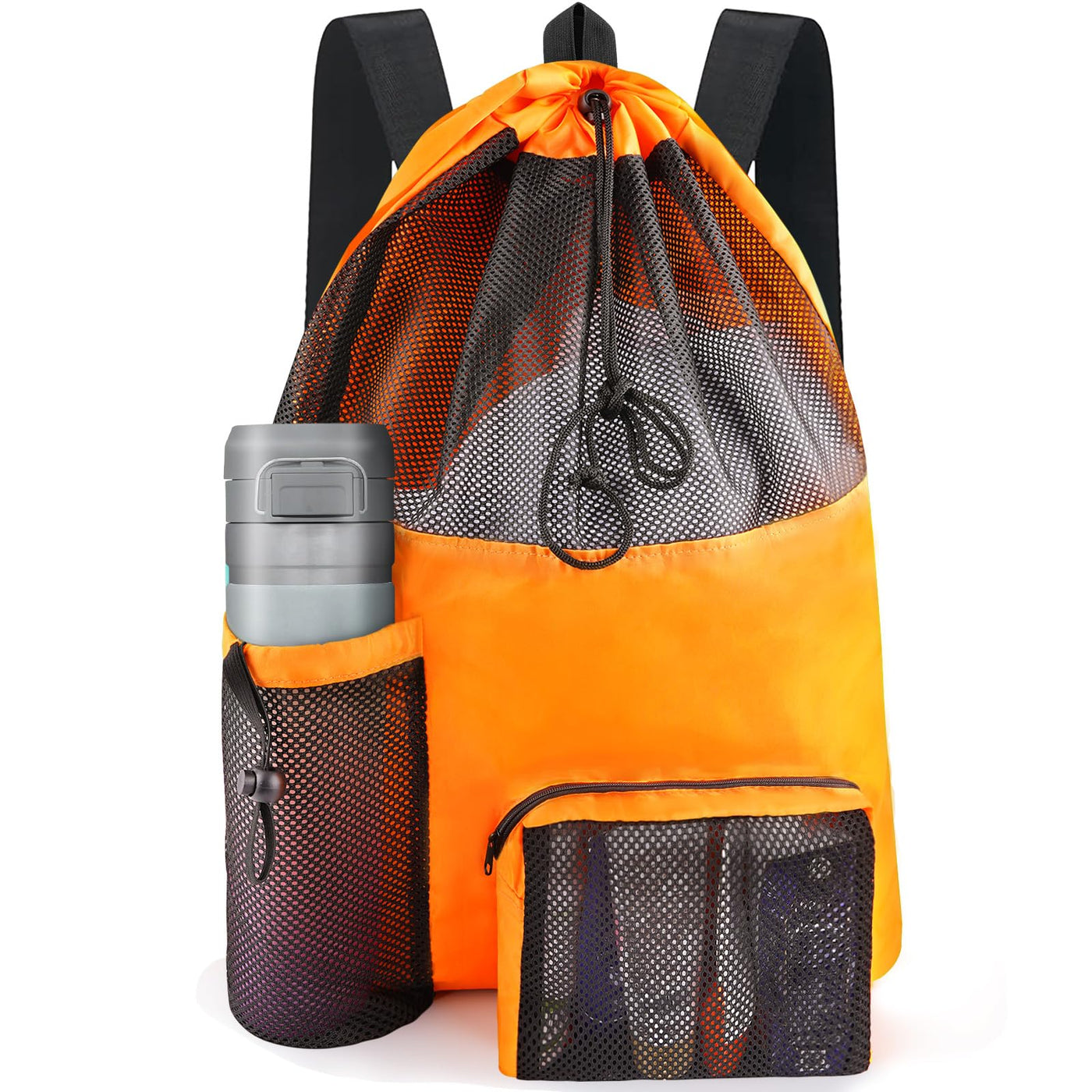 HOHOM Swim Mesh Beach Bag, Waterproof Gym Bags for Women and Men, Large Pool Bag Swimming Gear Drawstring Backpack