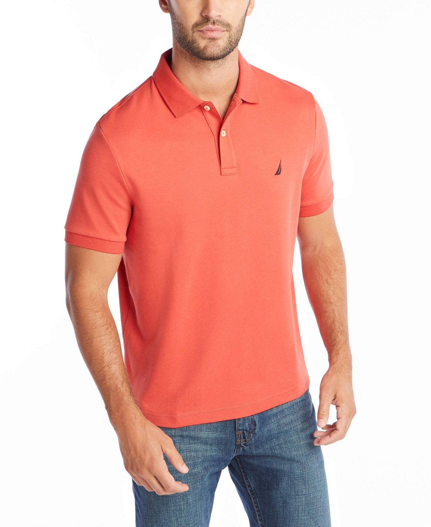 Nautica Men's Classic Fit Short Sleeve Dual Tipped Collar Polo Shirt