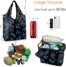 BeeGreen Sea Turtle Lovers Gifts for Women Ocean Animals Reusable Grocery Bags Shopping Bags Bulk 6 Pack 50LBS X-Large Shells Seal Mermaid Scale Whale