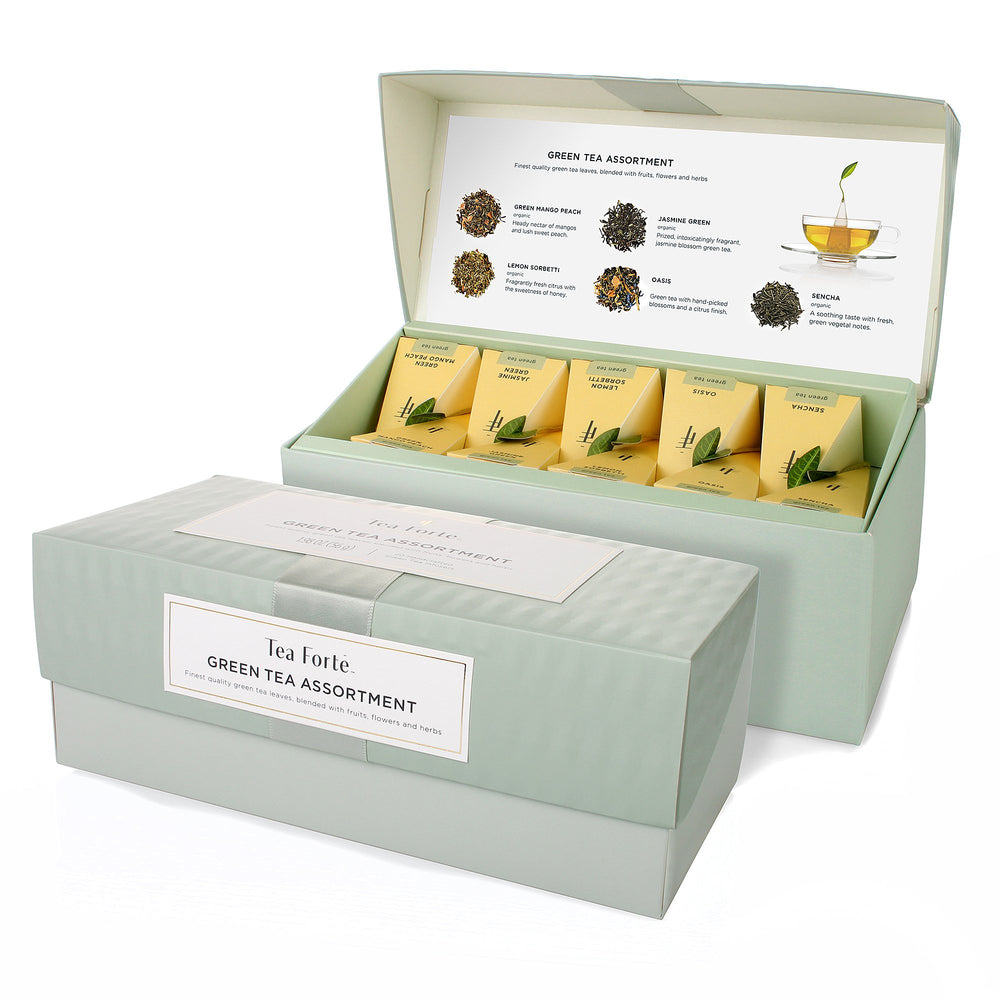 Tea Forte Premium Presentation Box Gift Set Sampler, 20 Count, Assorted Blends Individually Wrapped Handcrafted Pyramid Infuser Bags, Herbal Retreat Tea