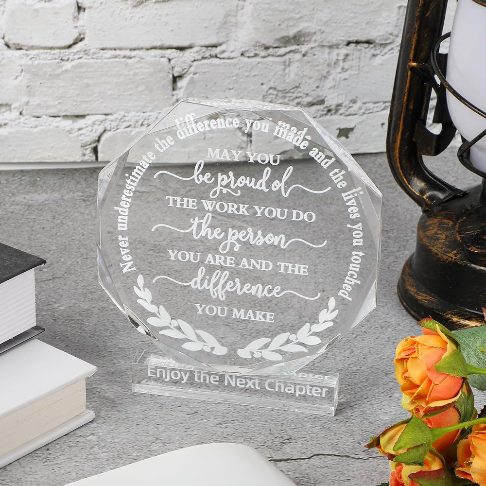 COCHIE Thank You Employee Appreciation Acrylic Award Plaque Sign - Inspirational Retirement Gift for Coworkers - Office Table Decor Keepsake, 4.75.3 Inch, White
