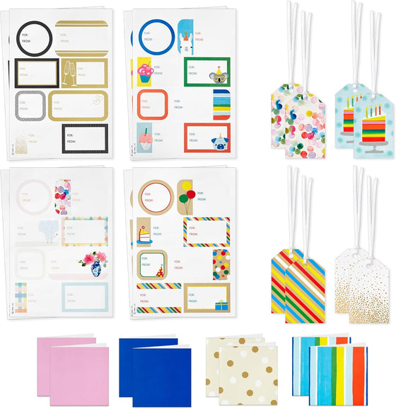 Hallmark Gift Tags and Stickers (64 Stickers, 8 Tags, 8 Mini Notecards) for Valentines Day, Birthdays, Weddings, Graduations, Bridal Showers