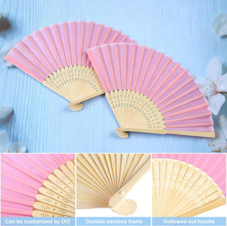 Aneco 18 Pieces Pink Handheld Cloth and Bamboo Folding Fans for Wedding Decoration, Church Gifts, Party Favors, DIY Decoration