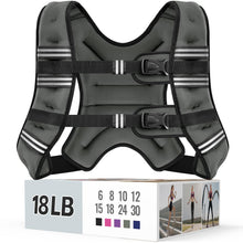Zeerun Weighted Vest, 6lb/8lb/10lb/12lb/15lb/18lb/20lb/24lb/30lb for Men Women, Reflective Stripe Adjustable Buckle, Comfortable Durable Rucking Vest for Walking Running Strength Training