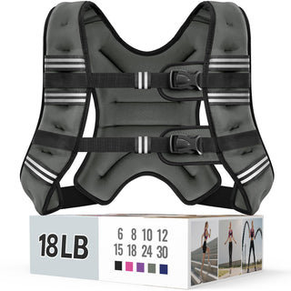Zeerun Weighted Vest, 6lb/8lb/10lb/12lb/15lb/18lb/20lb/24lb/30lb for Men Women, Reflective Stripe Adjustable Buckle, Comfortable Durable Rucking Vest for Walking Running Strength Training