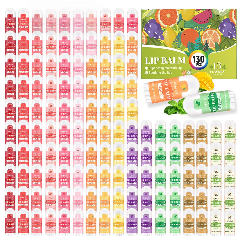 Mini Lip Balm 25 Pack, Natural Lip Balms with Vitamin E and Coconut Oil. Moisturizes for Dry Lips, Perfect for Christmas Gifts, Party Favors, Gift Bags and Small Gifts-13 Flavors