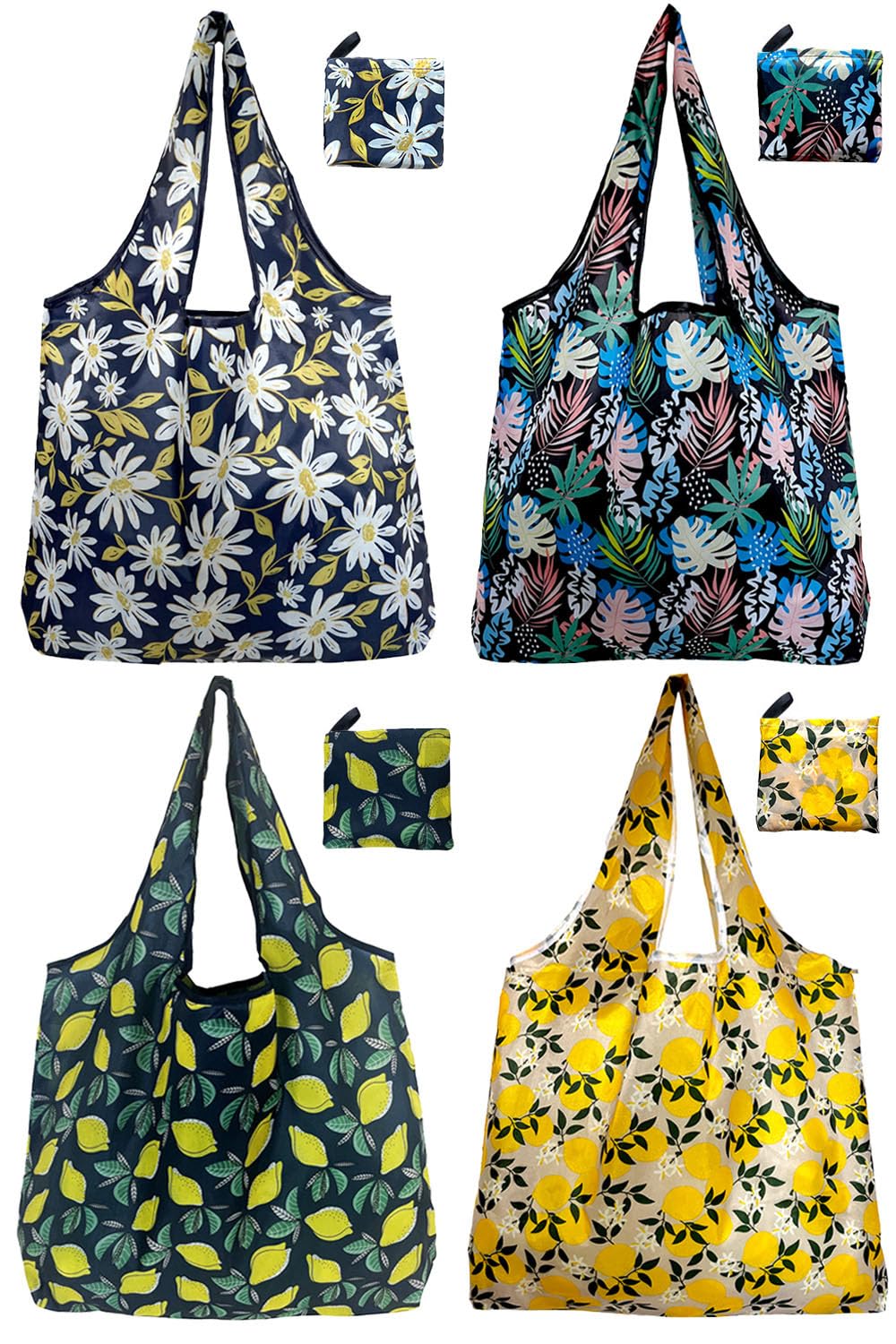 Reusable Grocery Bags, 6 Pack 50Lbs Foldable Fashion Washable Shopping Bags, Large Boho Tote Bags For Groceries, Bulk Market Cloth Storage Bags, Utility Aesthetic Personalized Gifts For Women