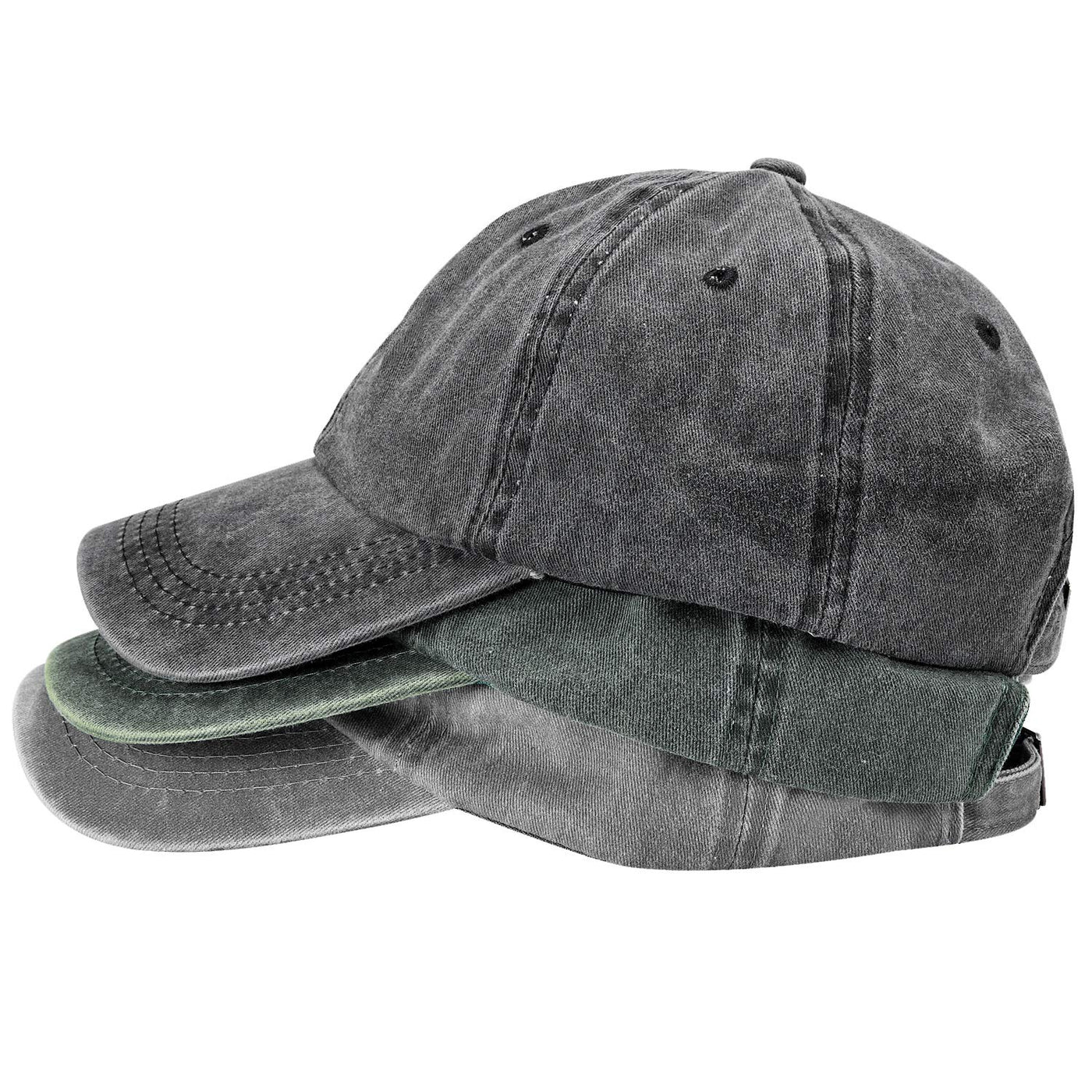 MEINICY 3 Packs Washed-Cotton Plain Baseball Cap, Vintage Adjustable Dad Hats Gift for Men/Women,Unstructured